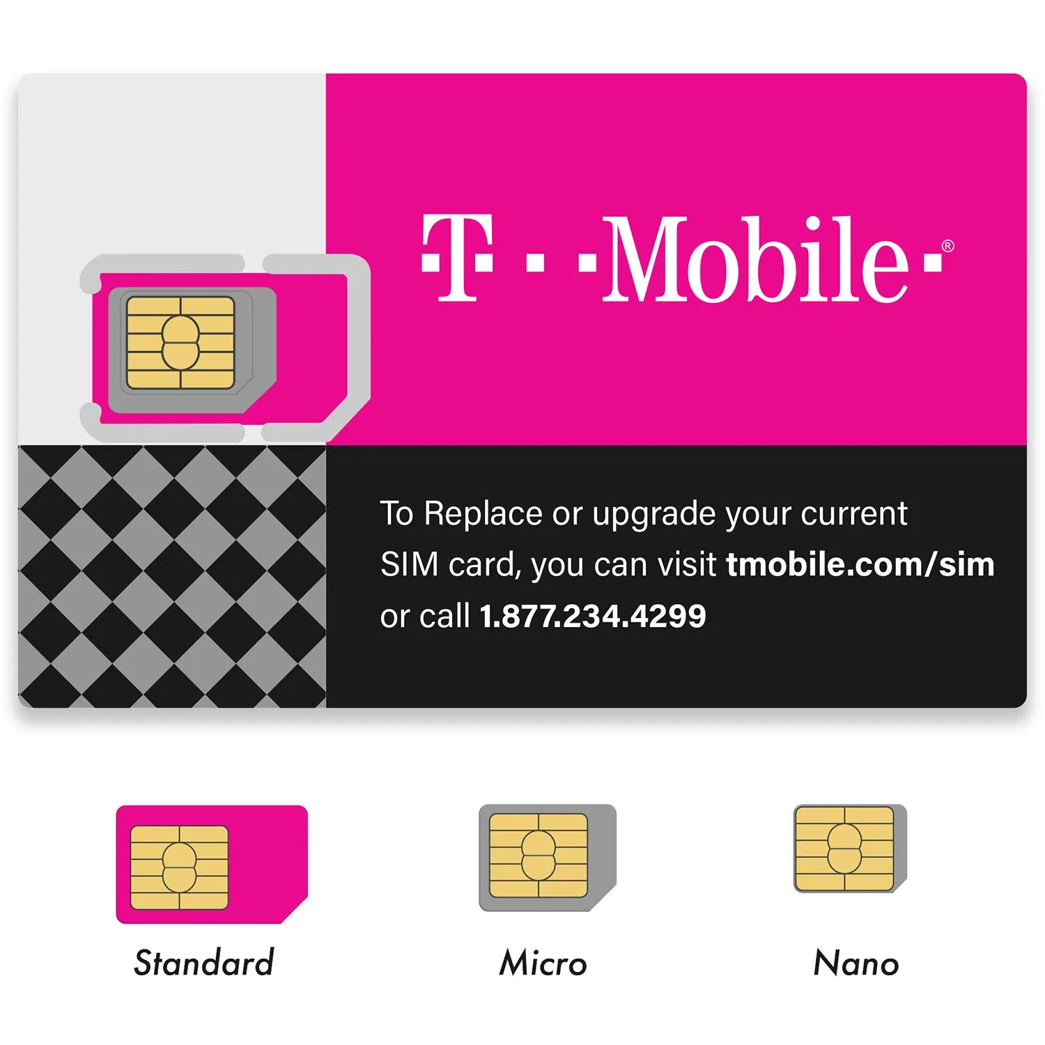 T-Mobile - TMO TRIPLE SIM CARD 64K 4G - 5G - Black (pSIM) - Image 2