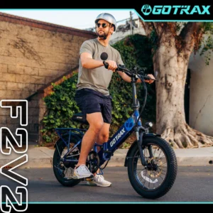 GOTRAX F2V2 Foldable Electric Bike 55 Miles (Pedal-assist1) by 48V Battery, 20Mph Power by 500W, Smart LCD Display and 5 Pedal-Assist Levels, 7-Speed&Front Shock Absorber for Off-Road Bicycle
