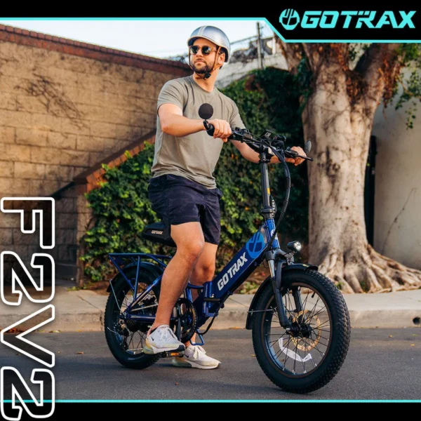 GOTRAX F2V2 Foldable Electric Bike 55 Miles (Pedal-assist1) by 48V Battery, 20Mph Power by 500W, Smart LCD Display and 5 Pedal-Assist Levels, 7-Speed&Front Shock Absorber for Off-Road Bicycle